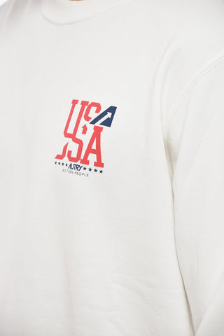 Printed Brushed Cotton Crewneck Sweatshirt