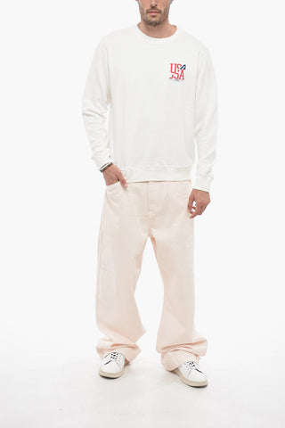 Printed Brushed Cotton Crewneck Sweatshirt