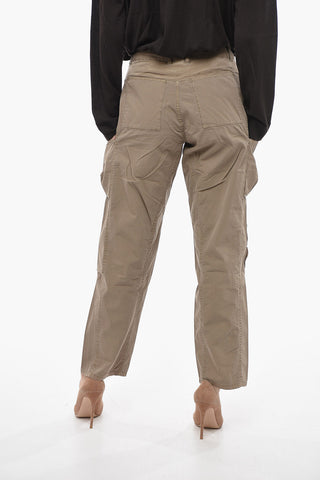 Pantaloni Cargo a Tinta Unita con Abbottonatura Nascosta