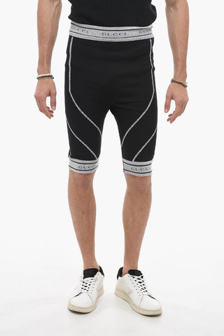 Biker Leggings With Logoes Bands