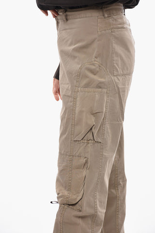 Pantaloni Cargo a Tinta Unita con Abbottonatura Nascosta