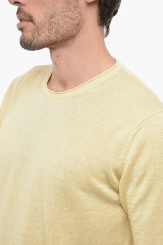 T-Shirt Girocollo in Lino a Tinta Unita
