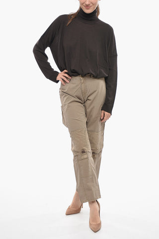 Pantaloni Cargo a Tinta Unita con Abbottonatura Nascosta