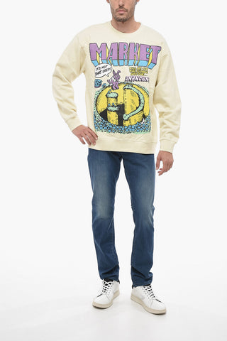 SMILEY Printed Fleeced-Cotton Crew-neck Sweatshirt