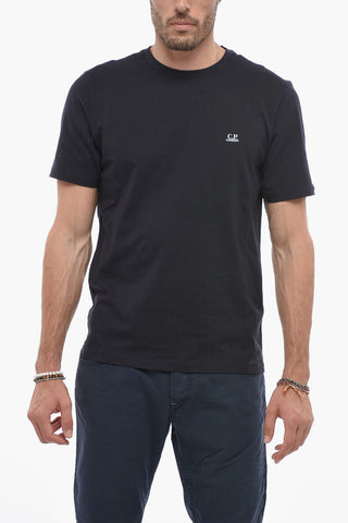T-Shirt Girocollo in Tinta Unita con Logo Stampato