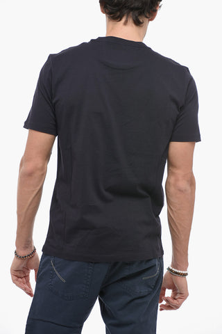 T-Shirt Girocollo in Tinta Unita con Logo Stampato