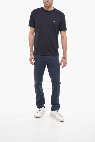 T-Shirt Girocollo in Tinta Unita con Logo Stampato