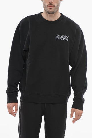 Fleeced-Cotton Crew-neck Sweatshirt with Contrast Print