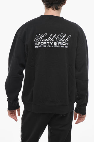 Fleeced-Cotton Crew-neck Sweatshirt with Contrast Print