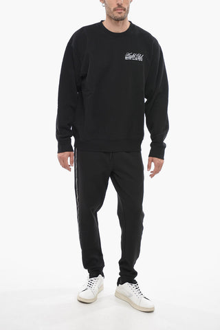 Fleeced-Cotton Crew-neck Sweatshirt with Contrast Print