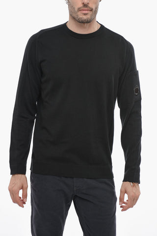 Lightweight Cotton Crew-neck Sweater with Sleeve Pocket