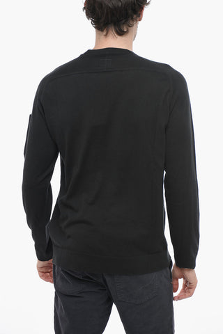 Lightweight Cotton Crew-neck Sweater with Sleeve Pocket