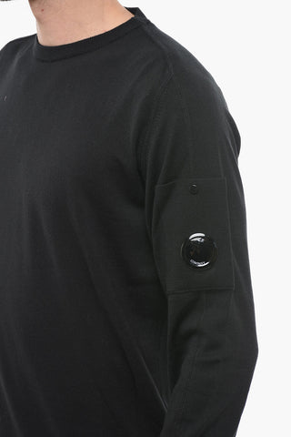 Lightweight Cotton Crew-neck Sweater with Sleeve Pocket