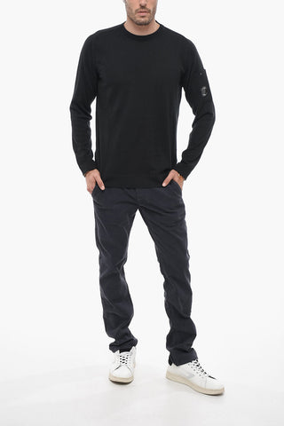 Lightweight Cotton Crew-neck Sweater with Sleeve Pocket