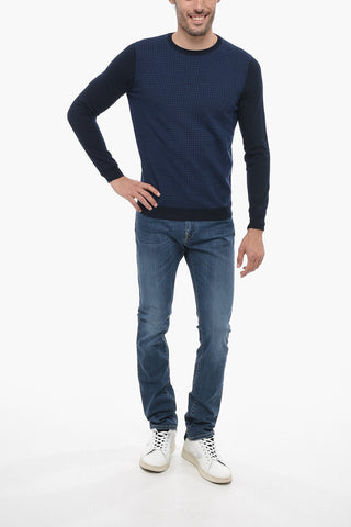 CC COLLECTION Two-Tone Cotton Crew-neck Sweater
