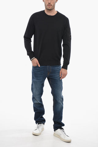 Maglia Girocollo in Cotone Leggero con Taschino sulla Manica