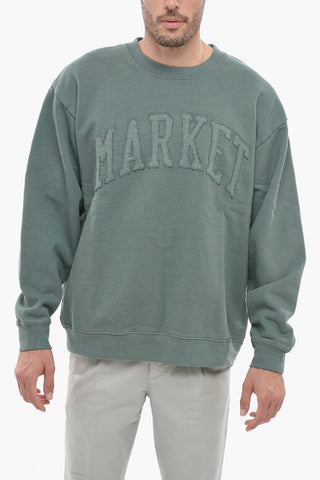 Felpa Girocollo Oversized con Logo in Rilievo