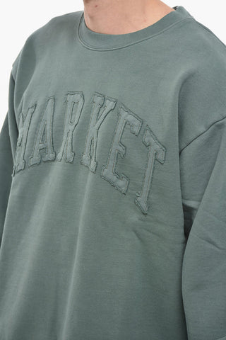 Felpa Girocollo Oversized con Logo in Rilievo