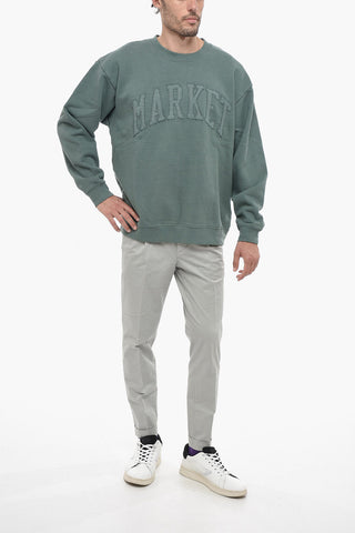 Felpa Girocollo Oversized con Logo in Rilievo