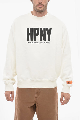 Cotton Crew-neck Sweatshirt with Contrast Maxi Print