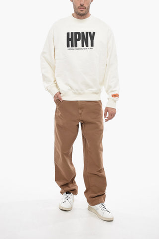 Cotton Crew-neck Sweatshirt with Contrast Maxi Print