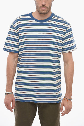T-shirt Girocollo a Righe con  Dettaglio a Coste