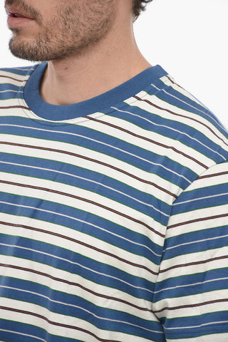 T-shirt Girocollo a Righe con  Dettaglio a Coste
