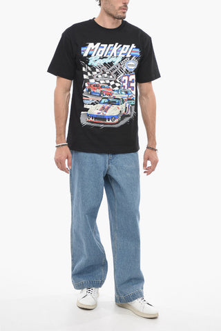 T-shirt Girocollo in Cotone con Maxi Stampa 