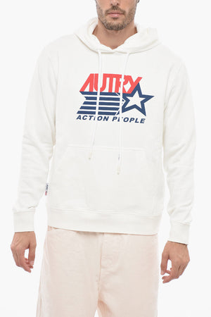 Brushed Cotton Hooded Sweatshirt with Logo Print