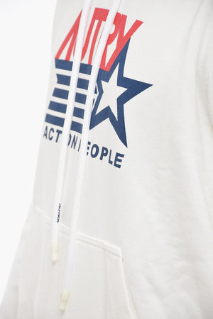 Brushed Cotton Hooded Sweatshirt with Logo Print