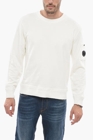 Brushed Cotton Crew-neck Sweatshirt with Sleeve Pocket
