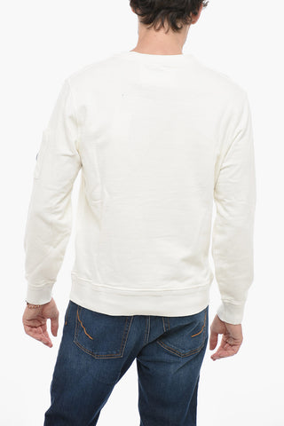 Brushed Cotton Crew-neck Sweatshirt with Sleeve Pocket