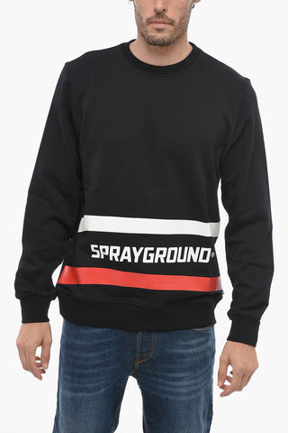 Brushed Cotton Crew-neck Sweatshirt with Contrasting Details