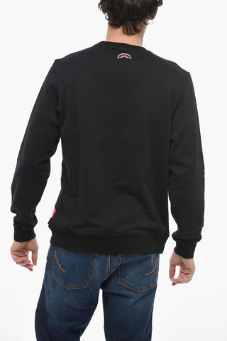 Brushed Cotton Crew-neck Sweatshirt with Contrasting Details