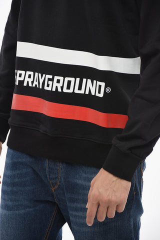 Brushed Cotton Crew-neck Sweatshirt with Contrasting Details