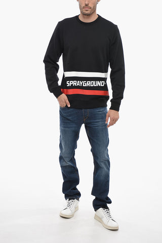 Brushed Cotton Crew-neck Sweatshirt with Contrasting Details