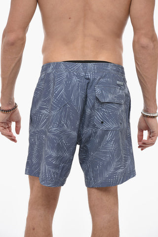 Patterned Stretch Fabric Swim Shorts