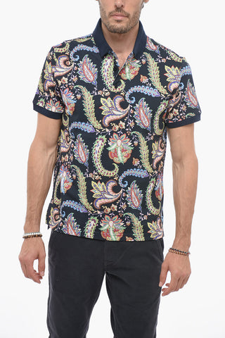Paisley Patterned Cotton Piqué Polo Shirt