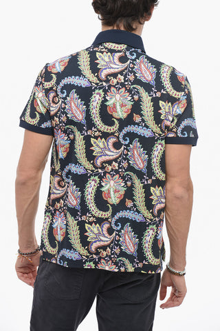 Paisley Patterned Cotton Piqué Polo Shirt