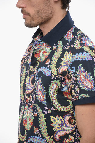 Paisley Patterned Cotton Piqué Polo Shirt