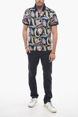 Paisley Patterned Cotton Piqué Polo Shirt