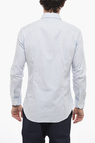 Spread Collar Striped Cotton Shirt