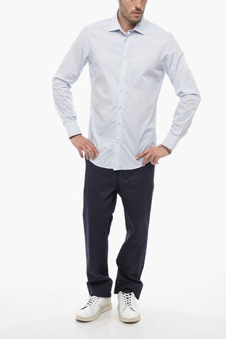 Spread Collar Striped Cotton Shirt