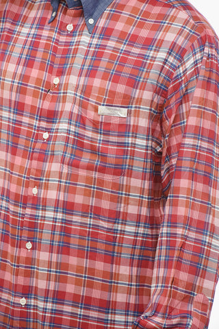 Button Down Collar Checked Asymmetrical Shirt