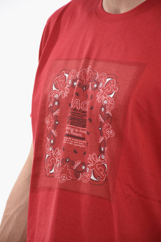 T-Shirt Girocollo in Tinta Unita a Fantasia Paisley