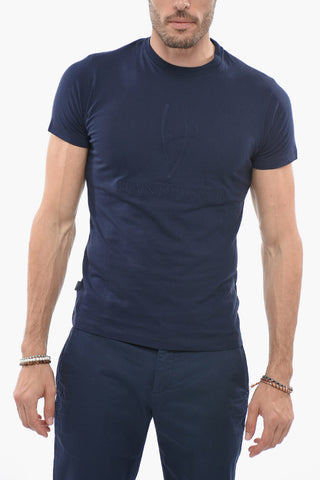 Solid Color LUCCA Crew-neck T-Shirt with Embossed Logo