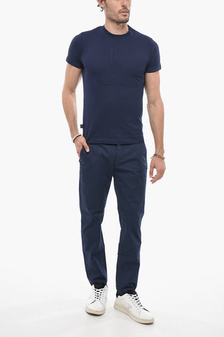 Solid Color LUCCA Crew-neck T-Shirt with Embossed Logo