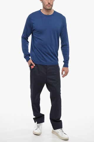 Solid Color Lightweight Cotton Crew-neck Sweater