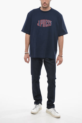 Crew-Neck Cotton T-shirt with Maxi Logo