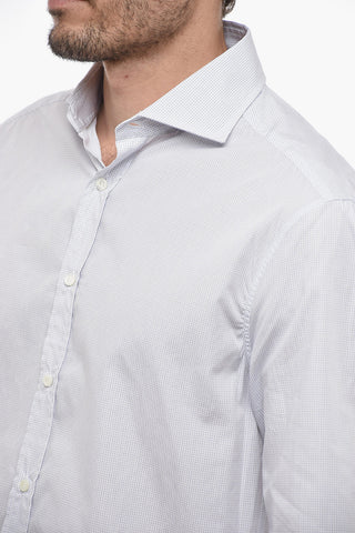 Camicia Slim Fit a Quadretti con Collo Francese